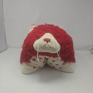 Pillow Pet Valentine's Cat 18" Plush Red White with Hearts Full-Size Big Retired